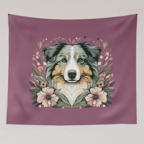 Item preview, Australian Shepherd Botanical Dog Illustration 1 designed and sold by BirdsnStuff.