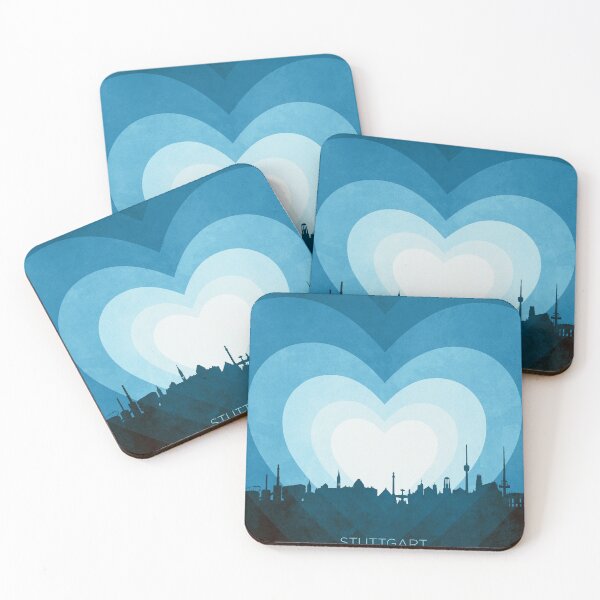 Item preview, Stuttgart Germany Skyline Hearts Blue designed and sold by ArtPrints.