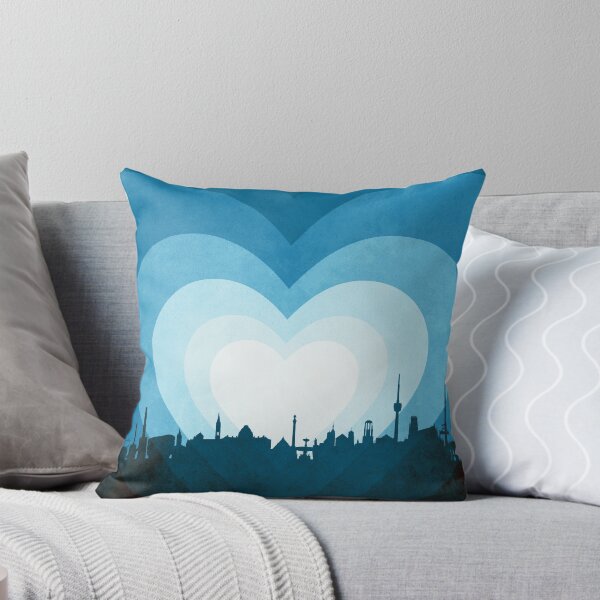 Item preview, Stuttgart Germany Skyline Hearts Blue designed and sold by ArtPrints.
