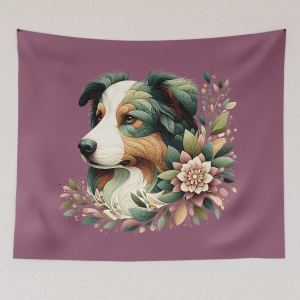 Item preview, Australian Shepherd Botanical Dog Illustration 2 designed and sold by BirdsnStuff.