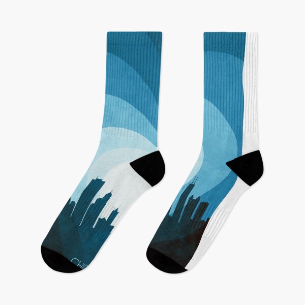 Item preview, Chicago Illinois Skyline Hearts Blue designed and sold by ArtPrints.