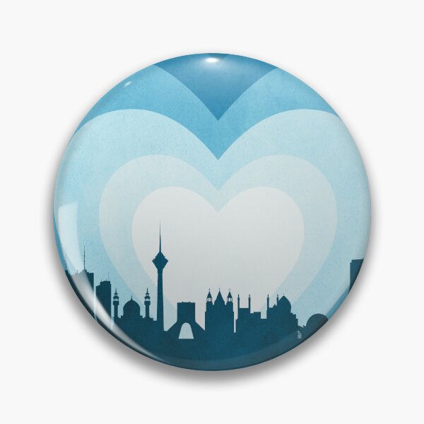 Item preview, Tehran Iran Skyline Hearts Blue designed and sold by ArtPrints.