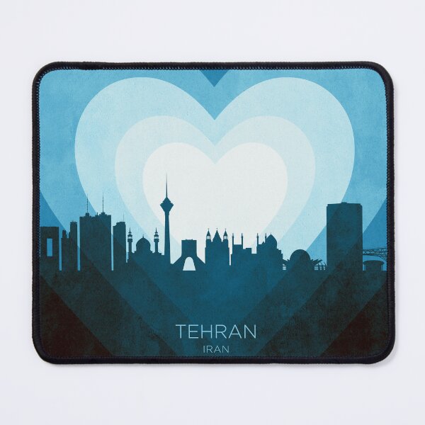 Item preview, Tehran Iran Skyline Hearts Blue designed and sold by ArtPrints.