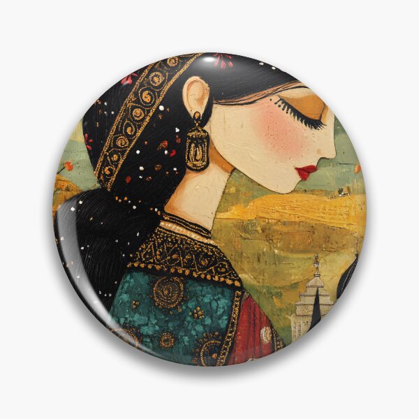 Item preview, Elegant woman with braid amidst vibrant background scene designed and sold by Artessie.