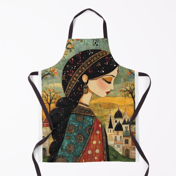 Item preview, Elegant woman with braid amidst vibrant background scene designed and sold by Artessie.