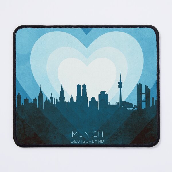 Item preview, Munich Germany Skyline Hearts Blue designed and sold by ArtPrints.