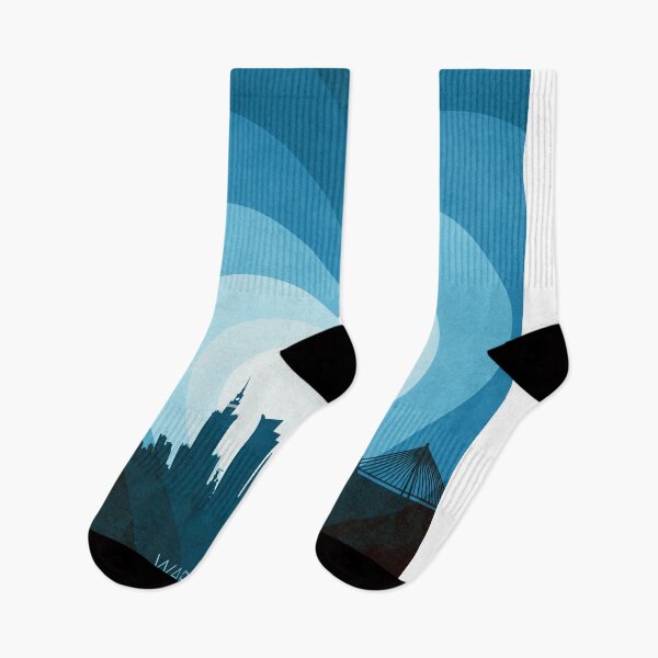 Item preview, Warsaw Poland Skyline Hearts Blue designed and sold by ArtPrints.