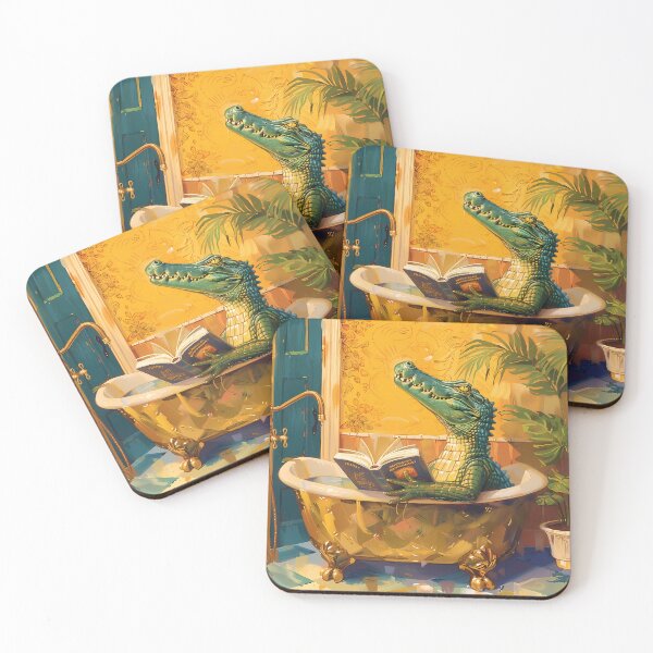 Item preview, Relaxing Crocodile in Gold Bathtub designed and sold by NatureStyle555.