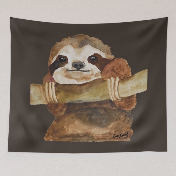 Item preview, Baby Sloth hand painted watercolor Art by Emily Albright designed and sold by ARTwithAlbright.