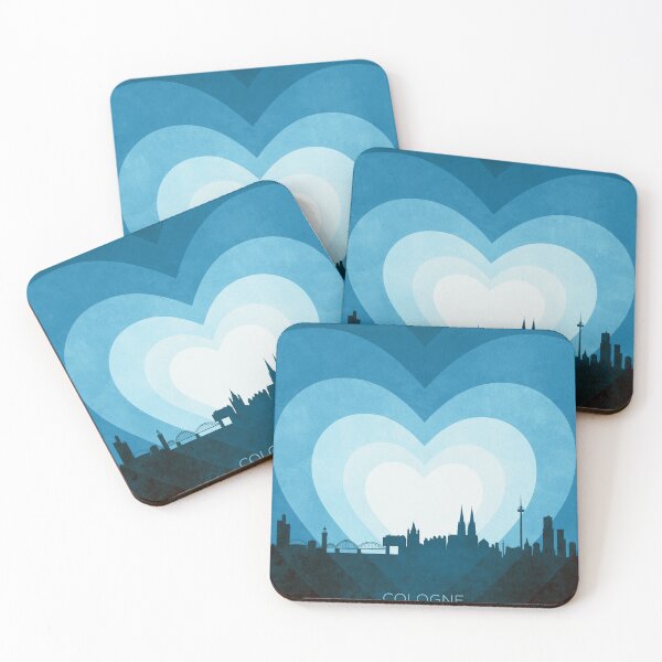 Item preview, Cologne Germany Skyline Hearts Blue designed and sold by ArtPrints.