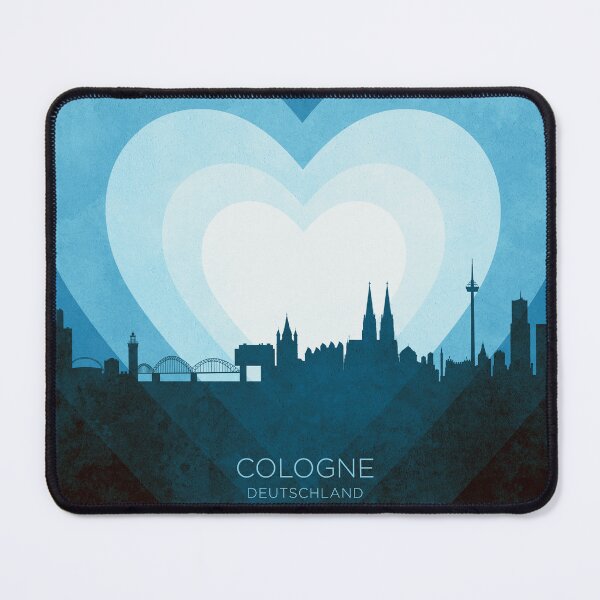 Item preview, Cologne Germany Skyline Hearts Blue designed and sold by ArtPrints.