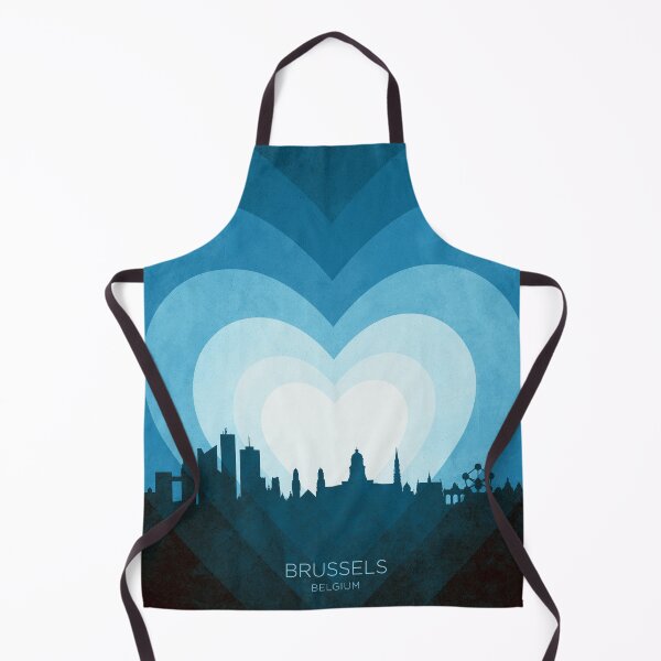 Item preview, Brussels Belgium Skyline Hearts Blue designed and sold by ArtPrints.