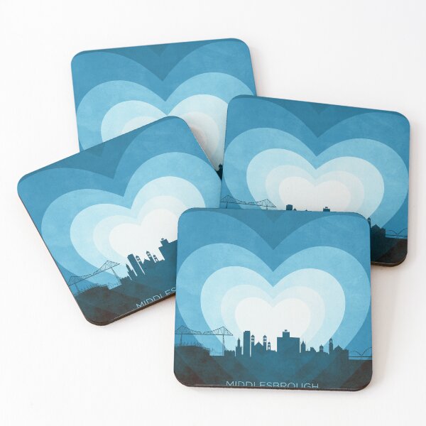 Item preview, Middlesbrough England Skyline Hearts Blue designed and sold by ArtPrints.
