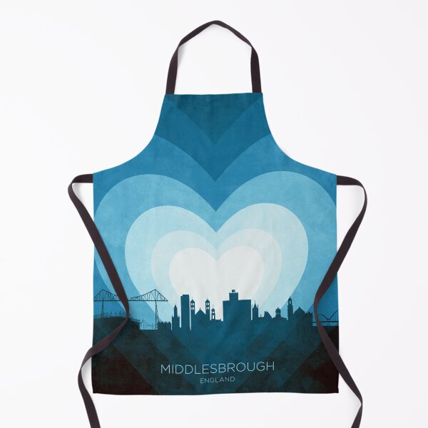 Item preview, Middlesbrough England Skyline Hearts Blue designed and sold by ArtPrints.