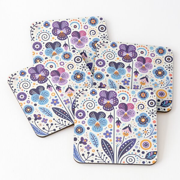 Item preview, Scandinavian Folk Art - Vibrant Viola flowers by heidiannemorris designed and sold by FOLK ART FUSION by heidiannemorris.
