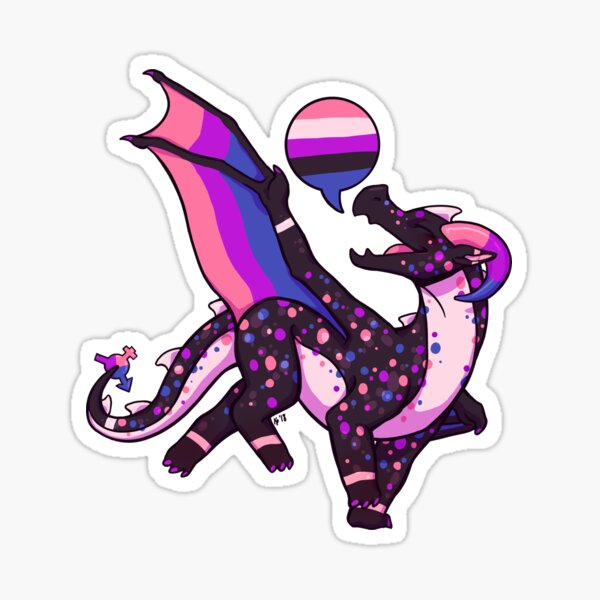 Genderfluid Pride Flag Dragon (2nd Edition) Sticker