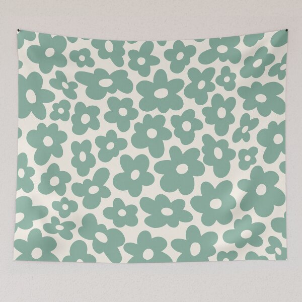 Item preview, Groovy Retro Flowers Burma Jade designed and sold by Maria Heyens.