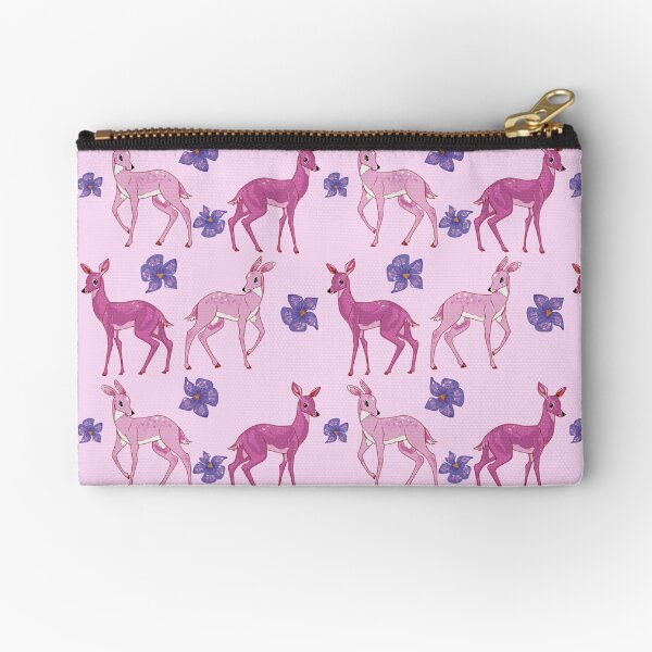 Pink Deer Pattern Zipper Pouch