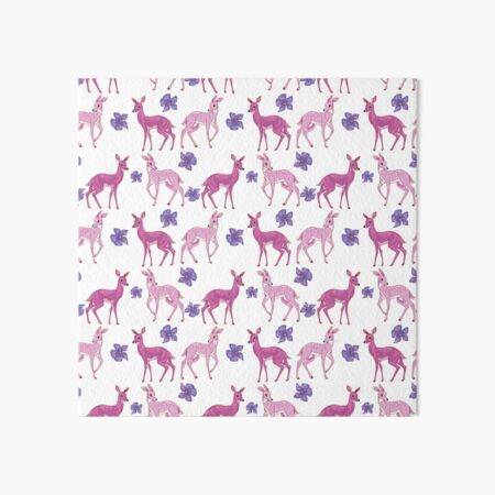 Pink Deer Pattern Art Board Print