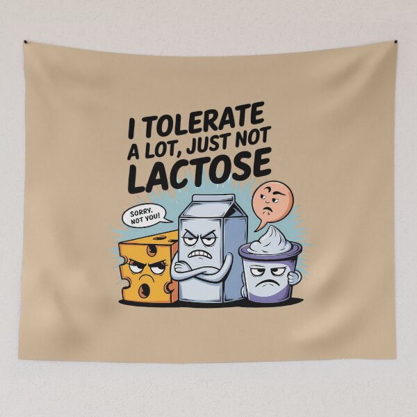 Item preview, Funny Lactose Intolerance Cartoon Design designed and sold by TeeGrit.