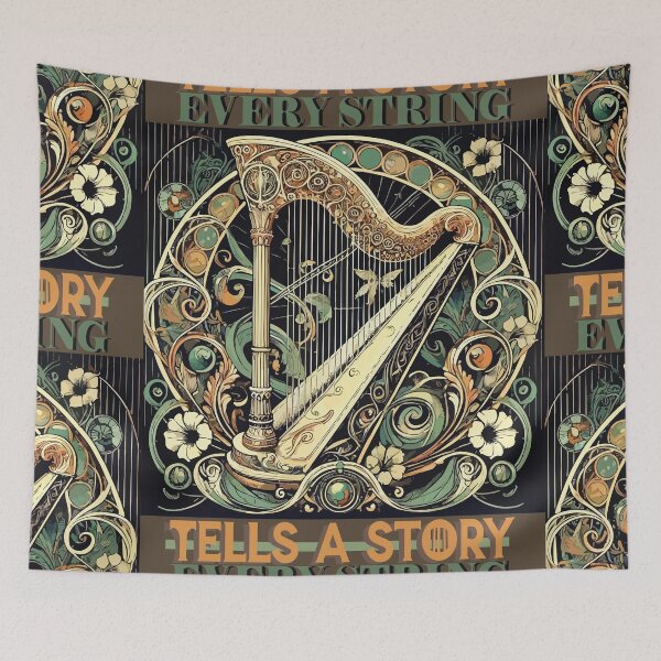 Item preview, Every string tells a story, elegantly designed harp designed and sold by Brushlight Studio.