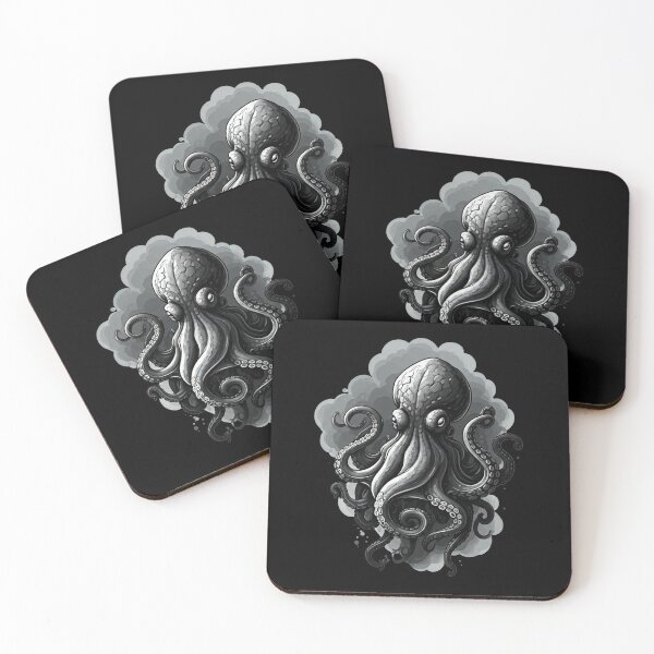 Item preview, Kraken octopus sketch black-and-white designed and sold by GingaDesigns.
