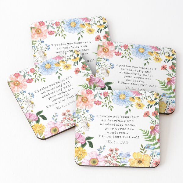 Item preview, Christian Cute Psalm 139:14 Flowers  designed and sold by daughterinchrist93.