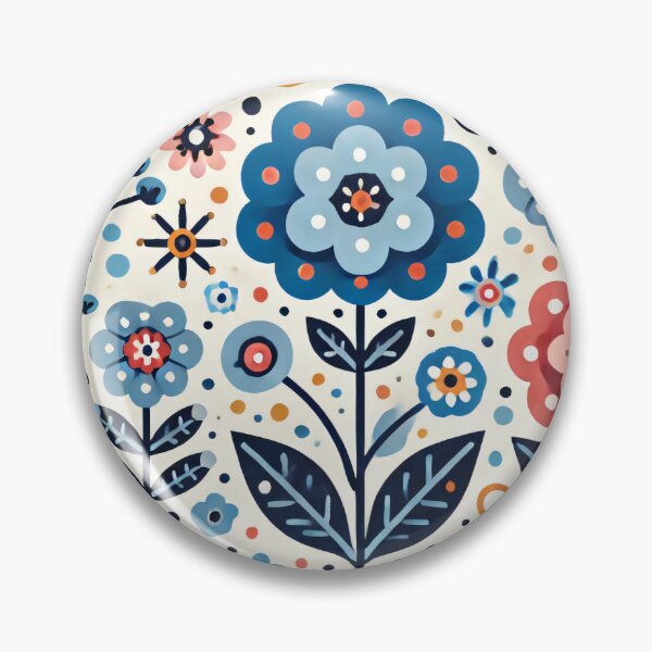 Item preview, Scandinavian Folk Art - Blue Primula by heidiannemorris designed and sold by FOLK ART FUSION by heidiannemorris.