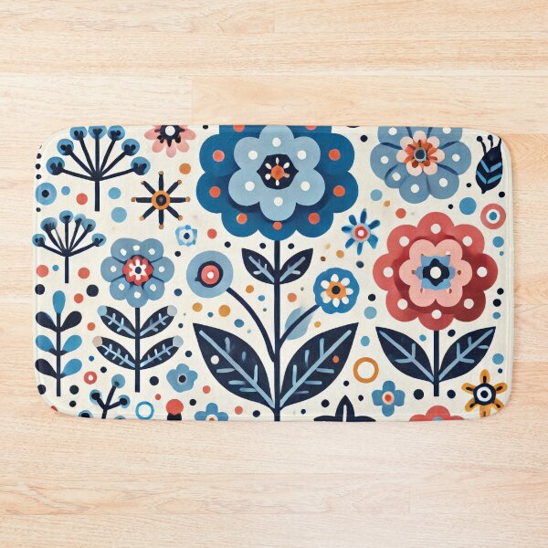 Item preview, Scandinavian Folk Art - Blue Primula by heidiannemorris designed and sold by FOLK ART FUSION by heidiannemorris.