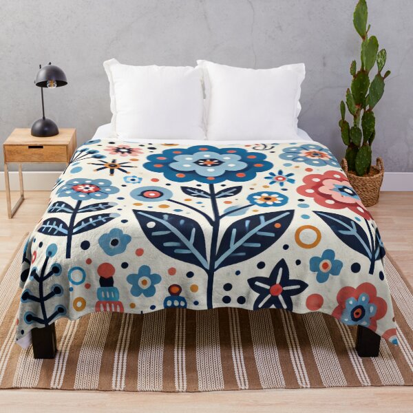 Item preview, Scandinavian Folk Art - Blue Primula by heidiannemorris designed and sold by FOLK ART FUSION by heidiannemorris.