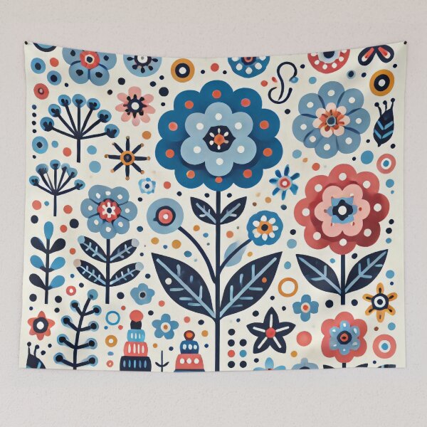 Item preview, Scandinavian Folk Art - Blue Primula by heidiannemorris designed and sold by FOLK ART FUSION by heidiannemorris.