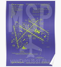 MSP Minneapolis-St. Paul Airport Diagramm | Luftfahrt-Kunst-Geschenk für Flughafen-Stärkungsmittel, Vielflieger, Reise-Fanatiker Poster