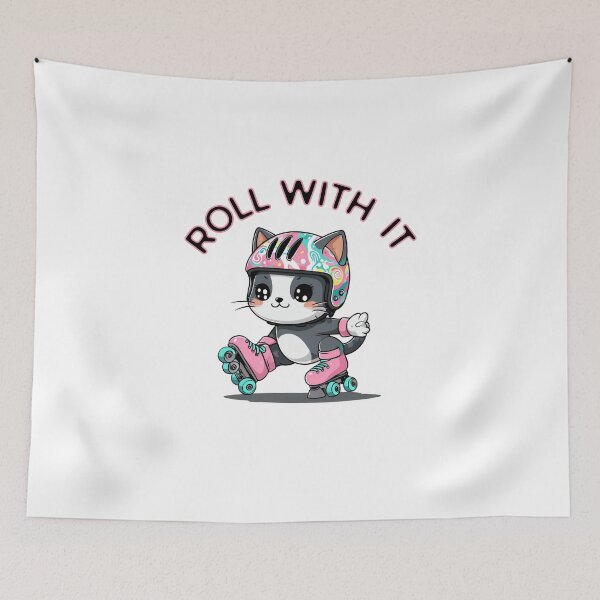 Item preview, Roll With It - Cat on Rollerblades designed and sold by Crazy Before Cats.
