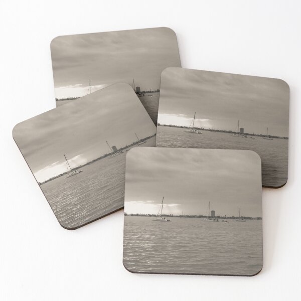 Item preview,  A breathtaking monochrome panoramic photograph of a serene sunset at Bayfront Park Sarasota Florida USA  designed and sold by EyezWatchin.