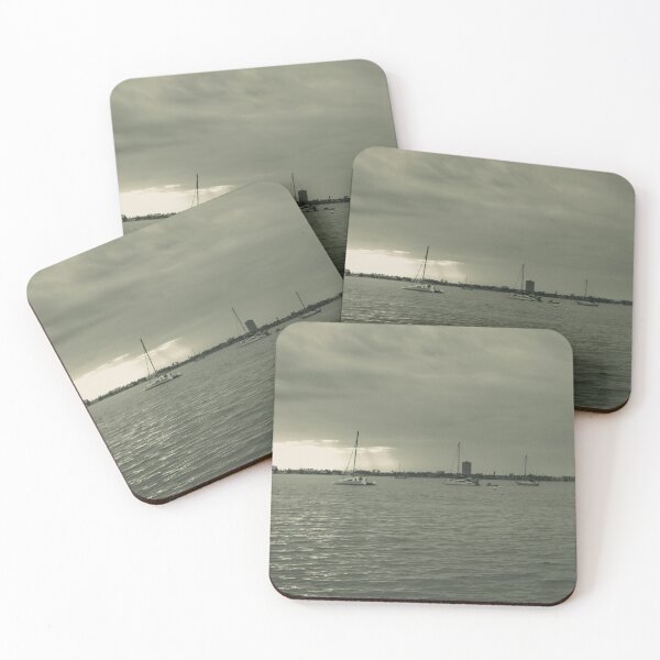 Item preview, A sepia tone breathtaking panoramic photograph of a serene sunset at Bayfront Park Sarasota Florida USA  designed and sold by EyezWatchin.