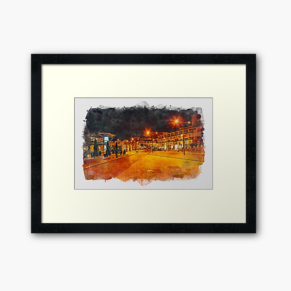 Night Time Carvoeiro Village, Algarve, Portugal Framed Art Print