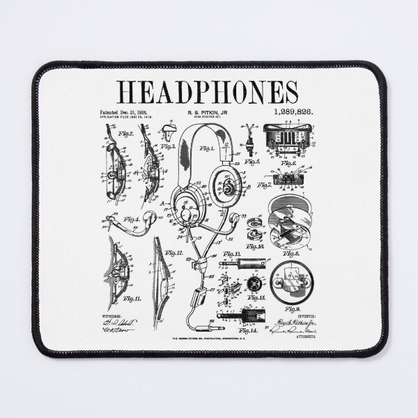 Item preview, Audio Headphones Vintage Patent DJ Gamer Podcaster Music designed and sold by GrandeDuc.