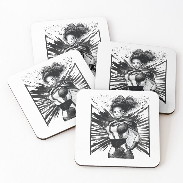 Item preview, black and white drawing of a superwoman designed and sold by ChernivtsiSkoda.