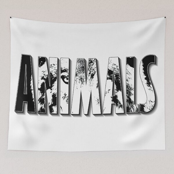 Item preview, The inscription ANIMALS in black-and-white style. designed and sold by natalik2024.