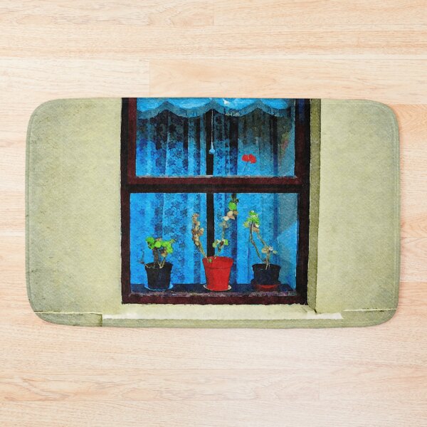 Item preview, Charming window view with potted plants in Dingle, Ireland watercolor art designed and sold by GestaltImagery.