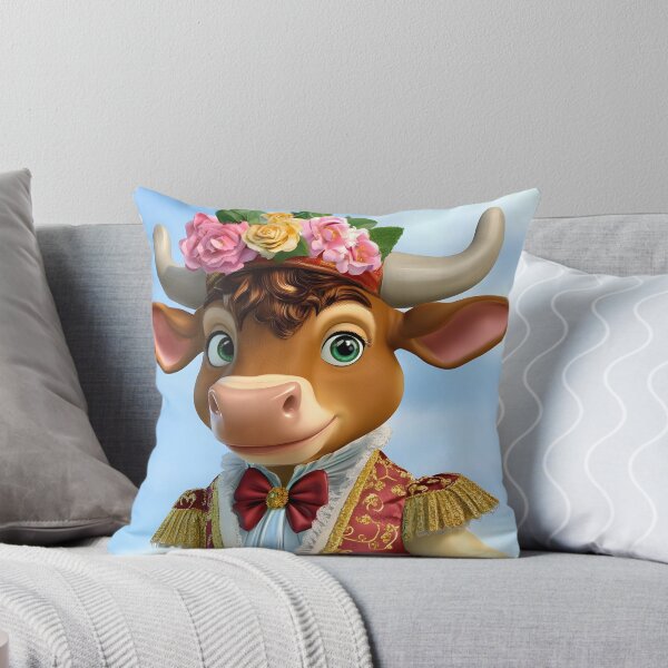 Item preview, Cartoon bull dressed in elegant attire with flowers designed and sold by Artessie.