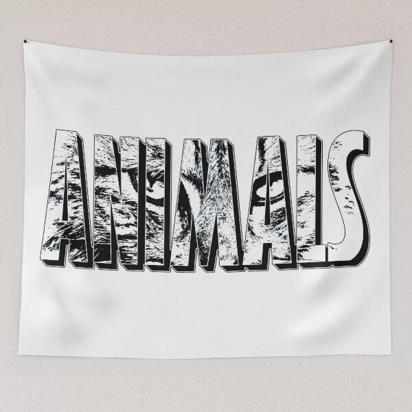 Item preview, The inscription ANIMALS in black-and-white style - cat version designed and sold by natalik2024.