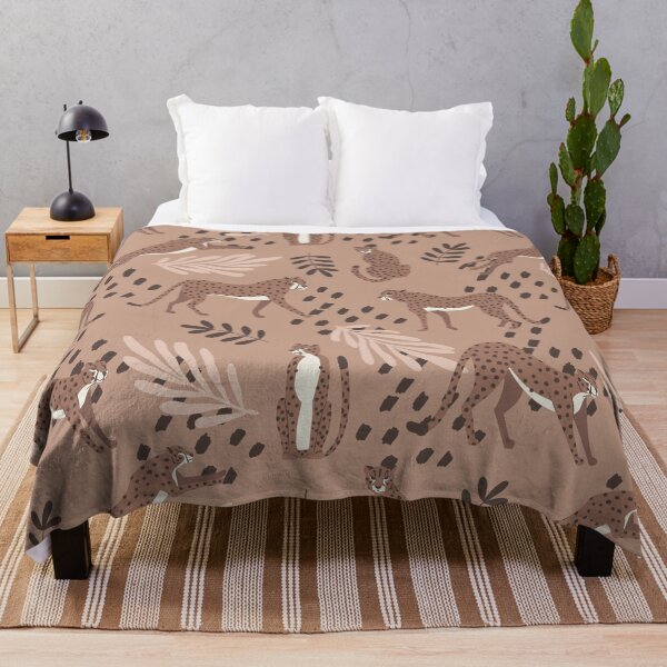 Item preview, Cheetah Big Cat with tropical leaves - Mocha Mousse designed and sold by BlueLela.