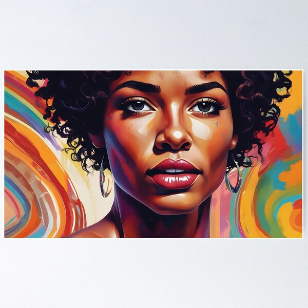 Item preview, Color Splash Afro Glam Portrait – Bright and Bold Decor– Contemporary Afro-Inspired Art designed and sold by msrmiami1.