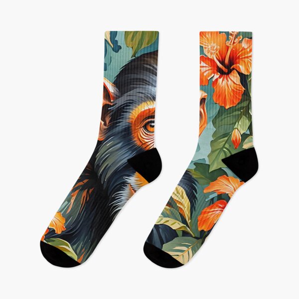 Item preview, Monkey In Orange Hibiscus designed and sold by Paw's Arts.