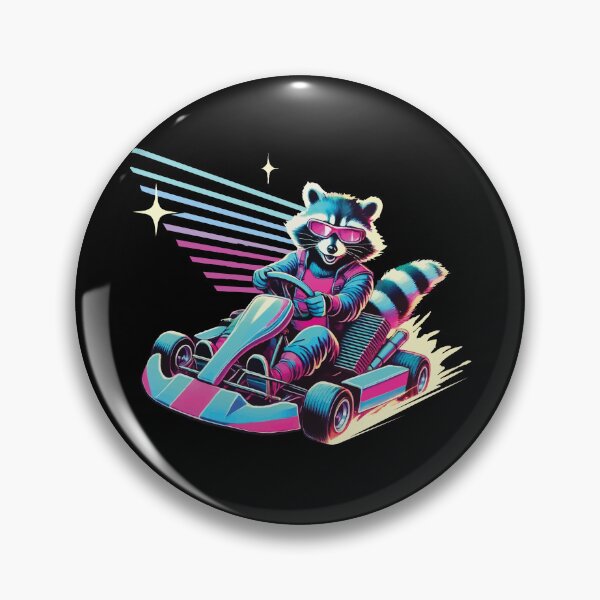 Item preview, Raccoon In Retro Go-kart Style designed and sold by LuminOrb.