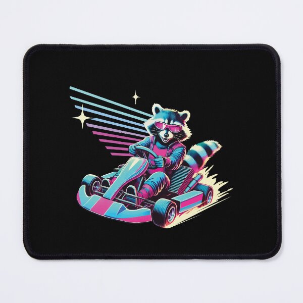 Item preview, Raccoon In Retro Go-kart Style designed and sold by LuminOrb.