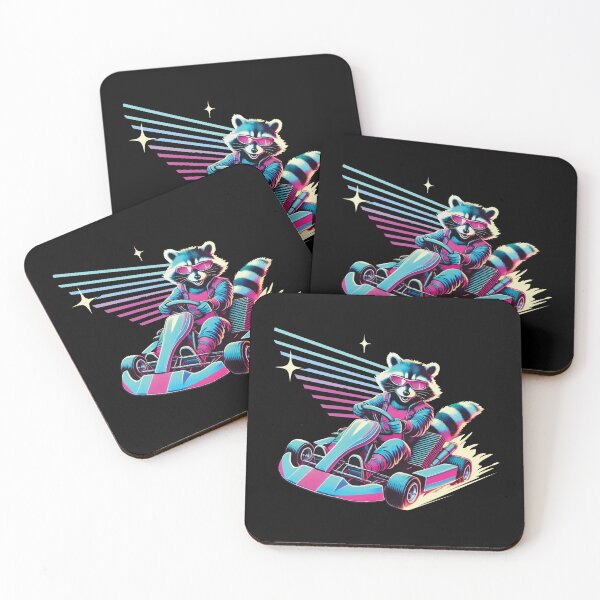 Item preview, Raccoon In Retro Go-kart Style designed and sold by LuminOrb.