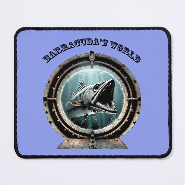 Item preview, Vintage Porthole View of a Barracuda Fish Underwater with Open Mouth URM designed and sold by urmaddad.