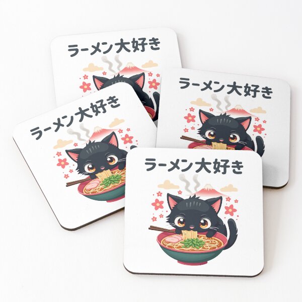 Item preview, Cute Japanese Cat Eating Ramen Noodle Dish designed and sold by HandicraftArt.